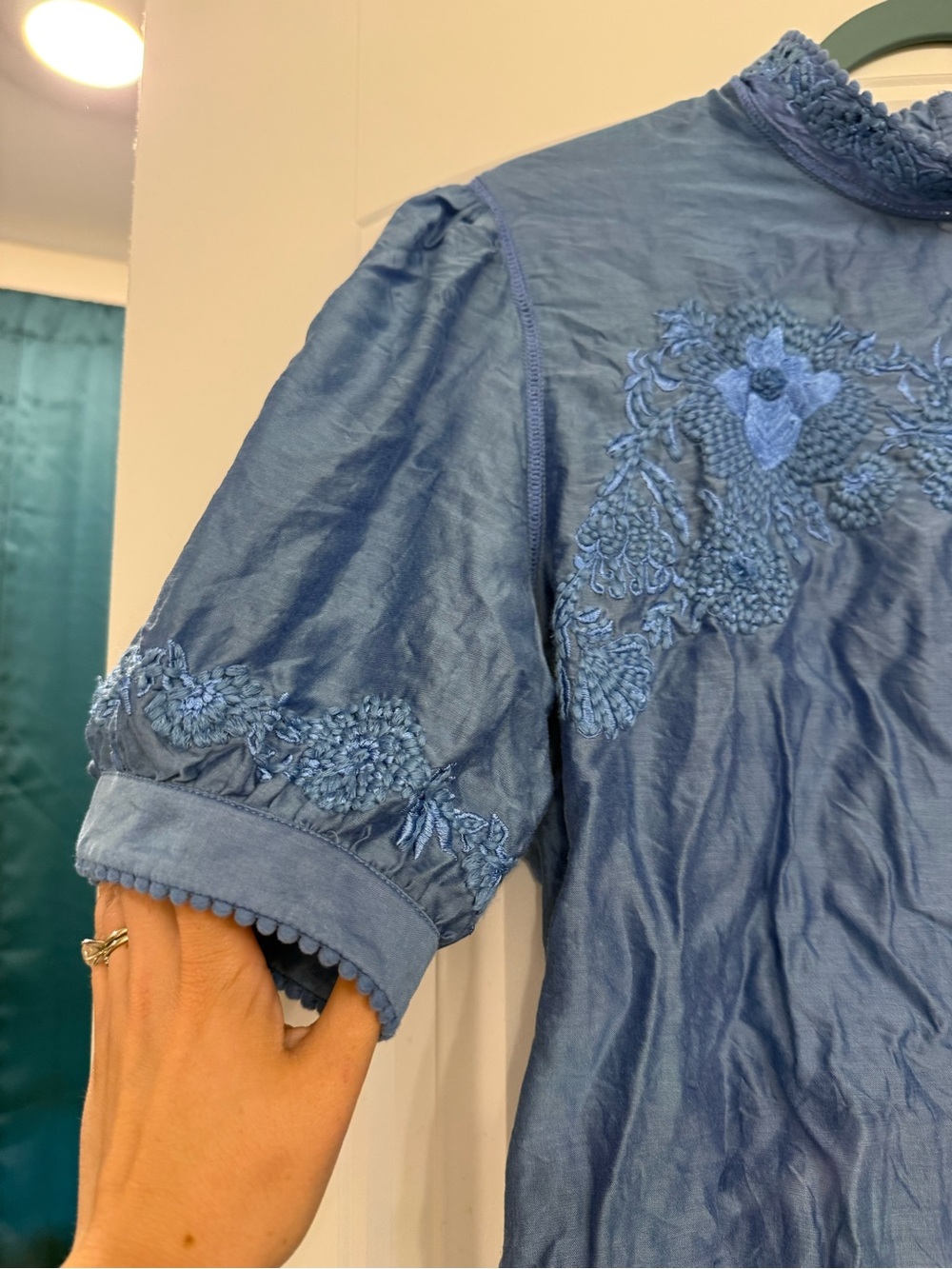 Anthropologie Payal Jain blue embroidered blouse, size M - Picture 3 of 5